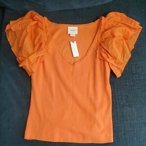 NWT Maeve by Anthropologie Orange Blouse (LARGE)